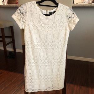 Lulus - white lace short sleeve dress